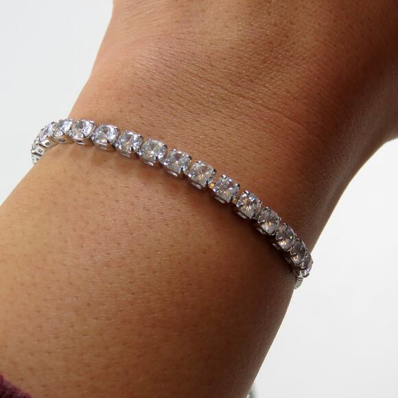 Zales Silver Bracelet with White Stones - Picture 6 of 7